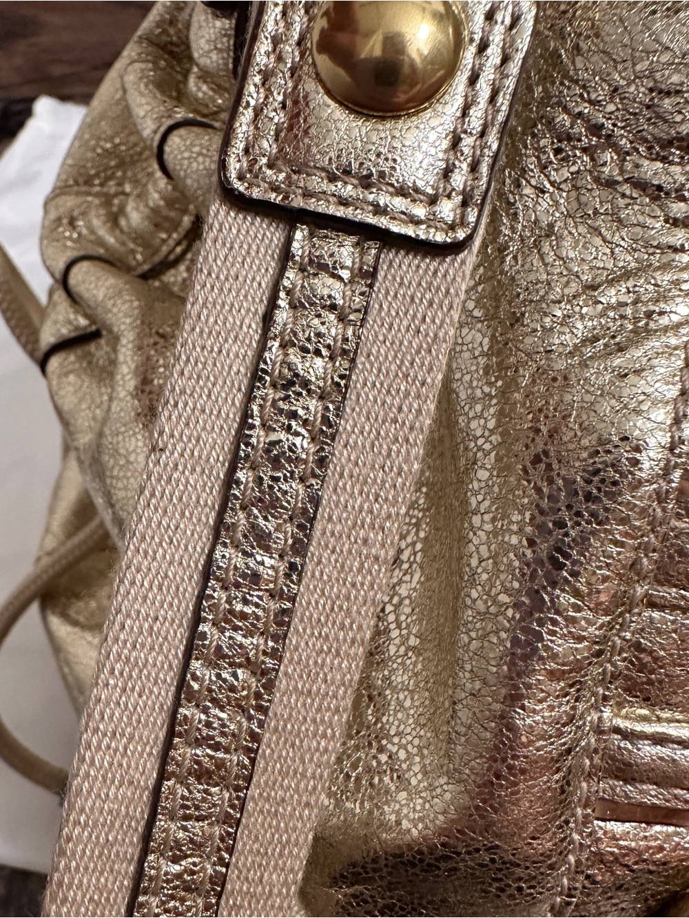 Rare 2012 Coach Poppy "Jazzy" Hobo Crossbody Bag Metallic Gold Leather 20384E - Picture 16 of 16